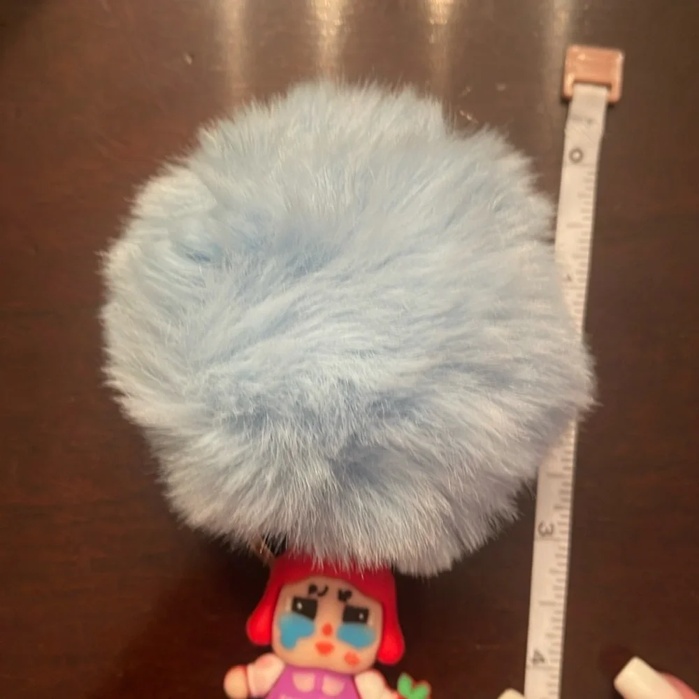 Blue Fluffy Keychain with CryBaby Doll Charm new